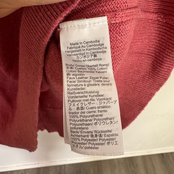 J.Crew Cotton Half Zip Sweater Mens M Pink Mock Neck Knitted Pullover Slim Fit - Picture 5 of 7